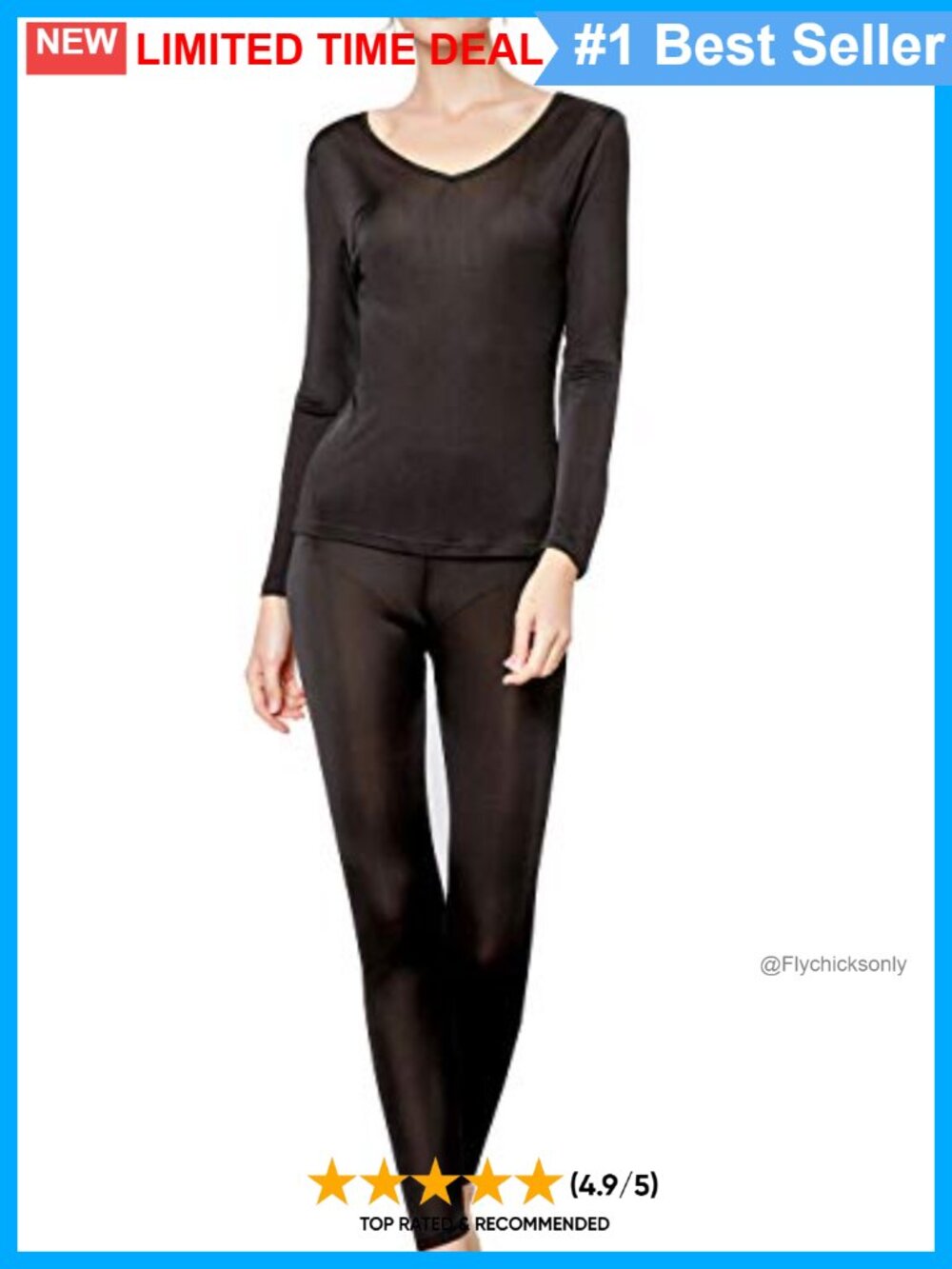 100% Mulberry Silk Thermal Underwear Set Long Johns V-Neck Base Layer